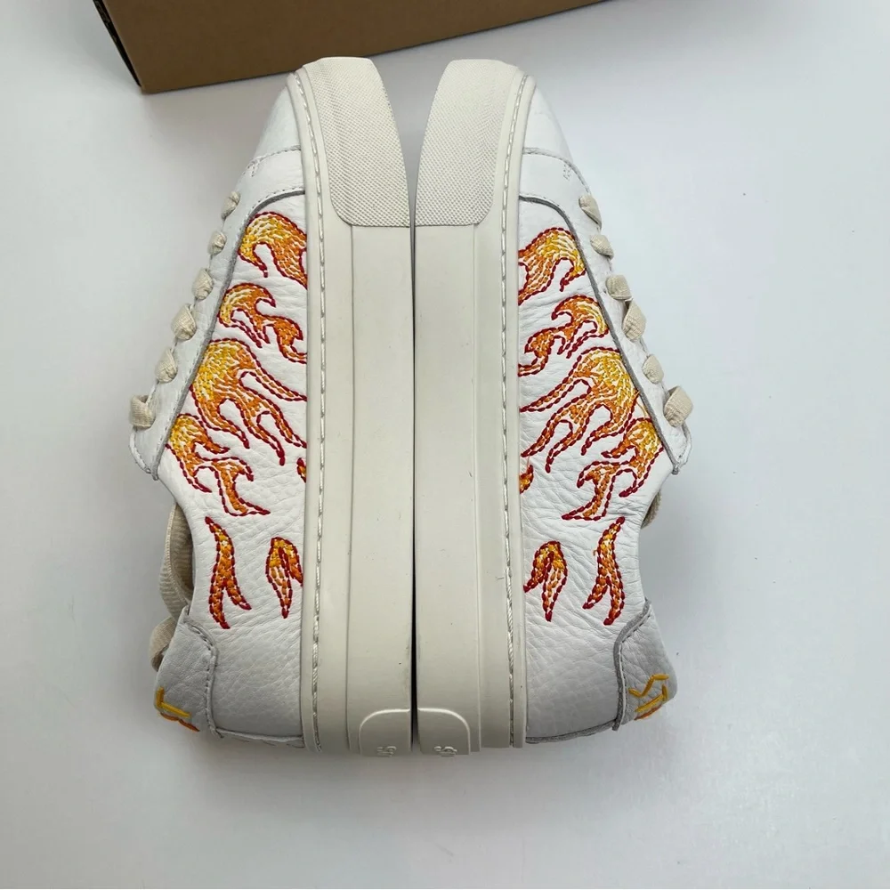 Soludos Hot Stuff Ibiza Platform Sneaker Womens Size 7 White‎ Multi Lace-Up NEW
